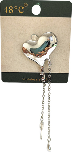 Брошь Расстаявшее сердце цв.серебро нерж.сталь L 230677